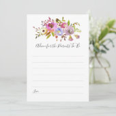 Rosa Floral Advice für Eltern-zu-be-Dusche Spiel Einladung (Stehend Vorderseite)
