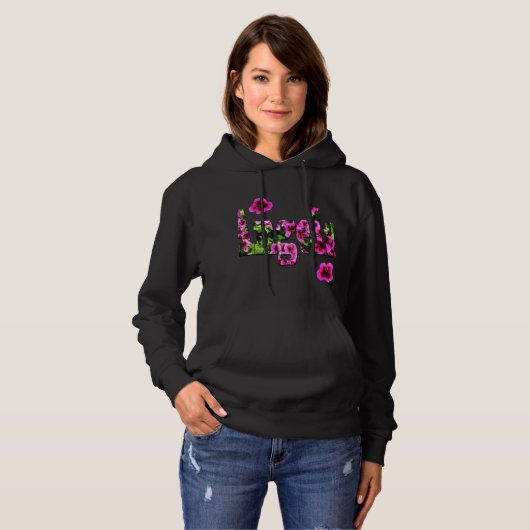 Rosa Floral-Angela-Logo, Hoodie (Vorne ganz)
