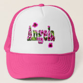 Rosa Floral-Angela-Logo, Truckerkappe (Vorderseite)