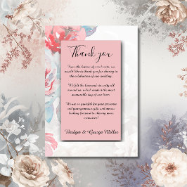 Rosa Floral Aquarell Wildblume Rose Hochzeit Dankeskarte