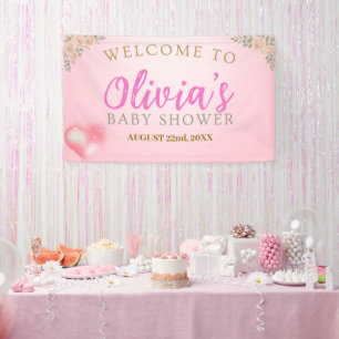 Rosa floral Baby-Shower-Willkommensbanner Banner