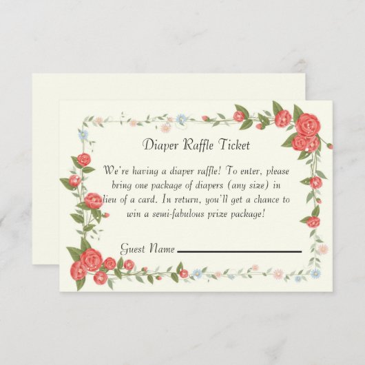 Rosa Floral Babydusche Windelwanne Flugkarte Einladung (Vorne/Hinten)