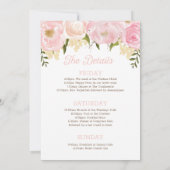 Rosa Floral Bachelorette Wochenende Ausflug Einladung (Rückseite)