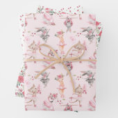 Rosa Floral Ballerina Bunny und Kitty Geschenkpapier Set (Beispiel)