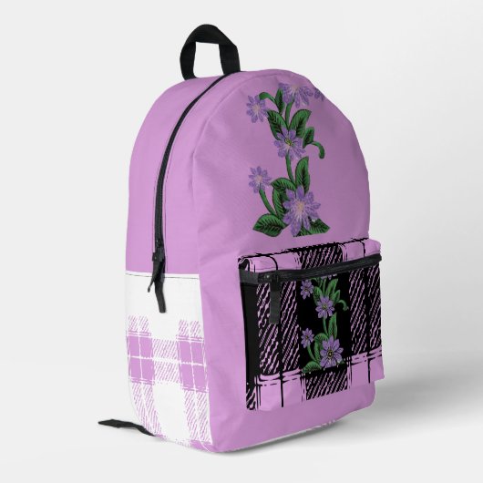 Rosa Floral Bedruckter Rucksack (Rückseitige Ecke links)