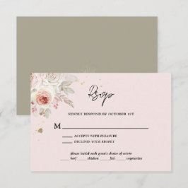 Rosa Floral Boho Rustikale Hochzeit RSVP Karte