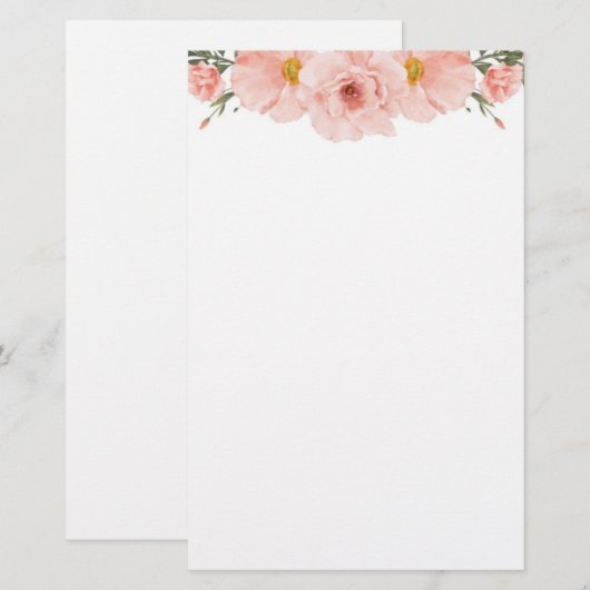Rosa Floral Briefpapier (Vorne/Hinten)