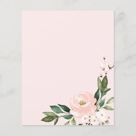 Rosa Floral Budget Bridal Dusche Einladung (Rückseite)