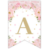 Rosa Floral Bunny Rabbit Birthday Baby Dusche Wimpelkette (Dritte Fahne)