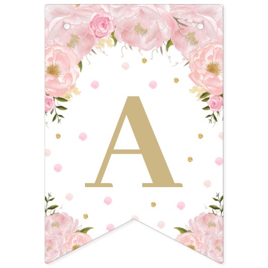 Rosa Floral Bunny Rabbit Birthday Baby Dusche Wimpelkette (Dritte Fahne)