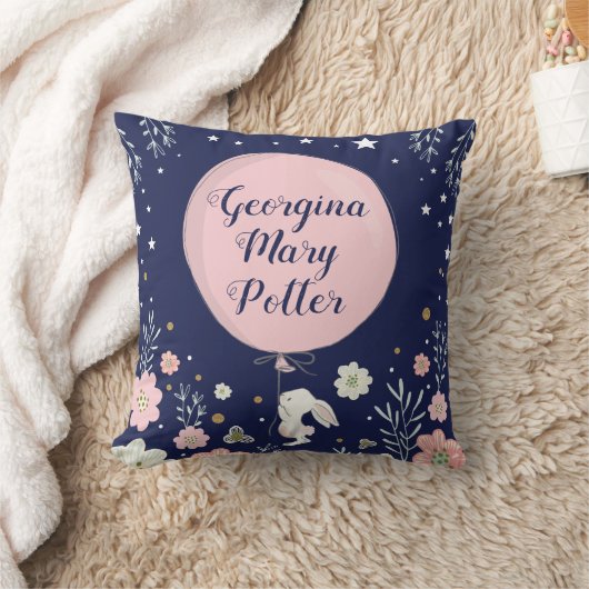 Rosa Floral Bunny Rabbit Kinderzimmer Dekor Kissen (Decke)