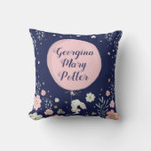 Rosa Floral Bunny Rabbit Kinderzimmer Dekor Kissen (Vorderseite)