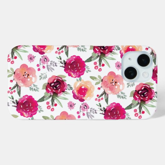 Rosa Floral Case-Mate iPhone Hülle (Rückseite (Horizontal))