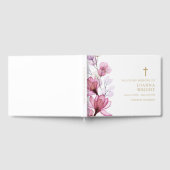 Rosa, floral Christlich bei der Beerdigung des Ged Gästebuch (Voll)