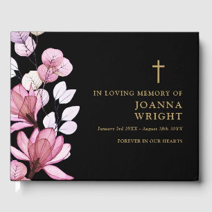Rosa, floral Christlich bei der Beerdigung des Ged Gästebuch