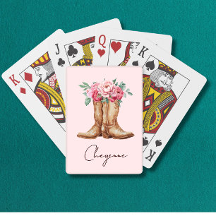 Rosa Floral Cowgirl-Junggesellinnenabschied-Gesche Spielkarten