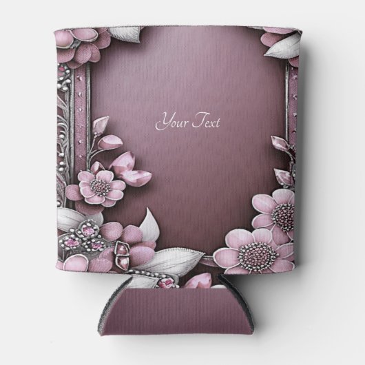 Rosa Floral Dose Cooler Dosenkühler (Vorderseite)