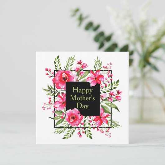 Rosa Floral Einladung (Stehend Vorderseite)