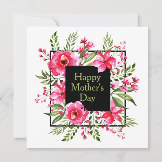 Rosa Floral Einladung (Vorderseite)