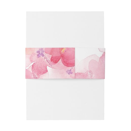 Rosa Floral | Einladung zur Hochzeit Bauchband Einladungsbanderole (Rückseitenbeispiel)