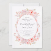 Rosa Floral | Elegante Vintag Graduierungspartei Einladung (Vorderseite)