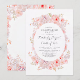 Rosa Floral | Elegante Vintag Graduierungspartei Einladung