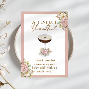 Rosa Floral Espresso Martini Baby Shower Dankeskarte