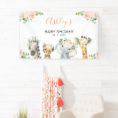 Rosa Floral Eucalyptus Safari Baby Dusche Banner (Insitu)