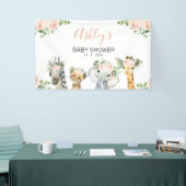 Rosa Floral Eucalyptus Safari Baby Dusche Banner (Messeveranstaltung)