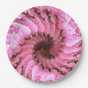 Rosa Floral Fibonacci Twirl Papierplatte Pappteller