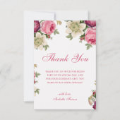Rosa Floral | Geburtstag Danke Karte (Vorderseite)