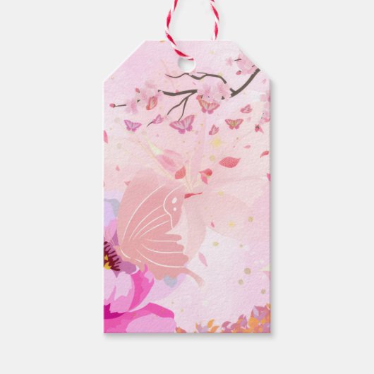 rosa floral geschenkanhänger (Vorderseite)