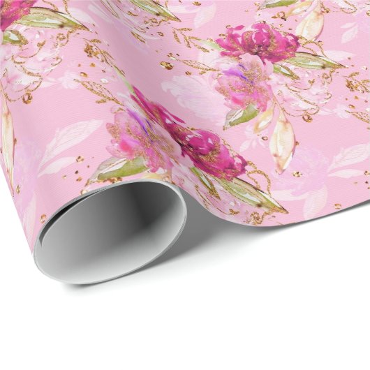 Rosa floral geschenkpapier (Rolleneckpunkt)