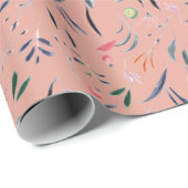 Rosa Floral Geschenkpapier (Rolleneckpunkt)