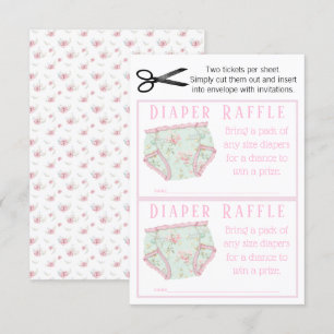 Rosa Floral Girl Diaper Raffeln Tickets Einladung