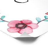 Rosa Floral Gold Cross Erste Kommune Willkommen Poster (Ecke)