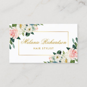 Rosa Floral Gold Haar Stylist Eintrittskarte Terminkarte