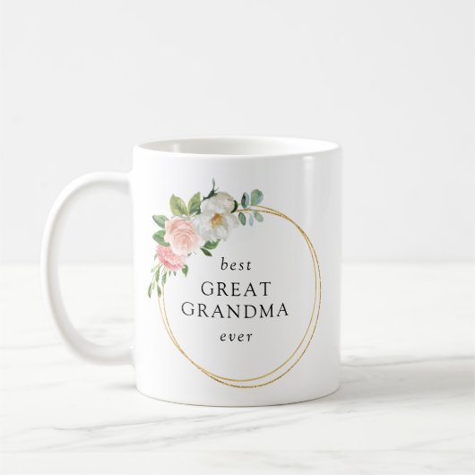 Rosa Floral Gold Krau Bestes Grandma Kaffeetasse (Links)