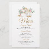 Rosa Floral Gold Pumpkin Hochzeit im Herbst Menü (Vorne/Hinten)