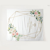 Rosa Floral Gold Rahmen Heilige Kommunion Hintergr Wandteppich (Vorderseite (Horizontal))