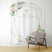 Rosa Floral Gold Rahmen Heilige Kommunion Hintergr Wandteppich (Beispiel)