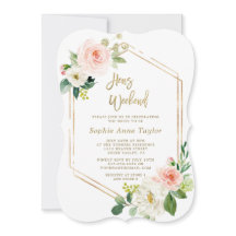 Rosa Floral Gold Rahmen Hühner Bachelorette Wochen