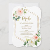 Rosa Floral Gold Rahmen Hühner Bachelorette Wochen Einladung (Rückseite)