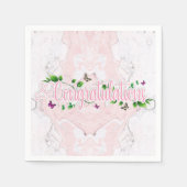 Rosa Floral Gratulationen Text Papier Napkin Serviette (Vorderseite)
