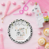 Rosa Floral Heilige Kuh Kuh Print Erstgeburt Pappteller (Party)