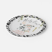 Rosa Floral Heilige Kuh Kuh Print Erstgeburt Pappteller (Schrägansicht)