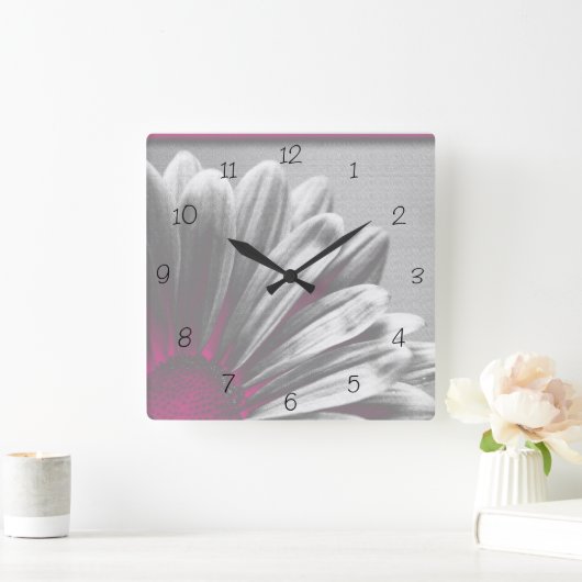 Rosa Floral Highlights Square Uhr (Zuhause)