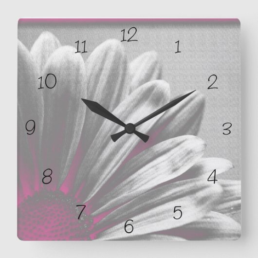Rosa Floral Highlights Square Uhr (Vorderseite)