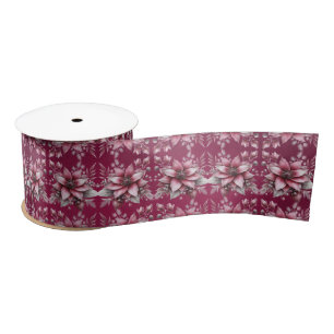 Rosa Floral Holiday Satin Ribbon Satinband