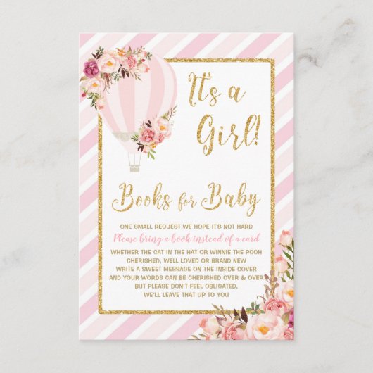 Rosa Floral Hot Air Ballon Bringen Sie eine Book C Begleitkarte (Vorderseite)